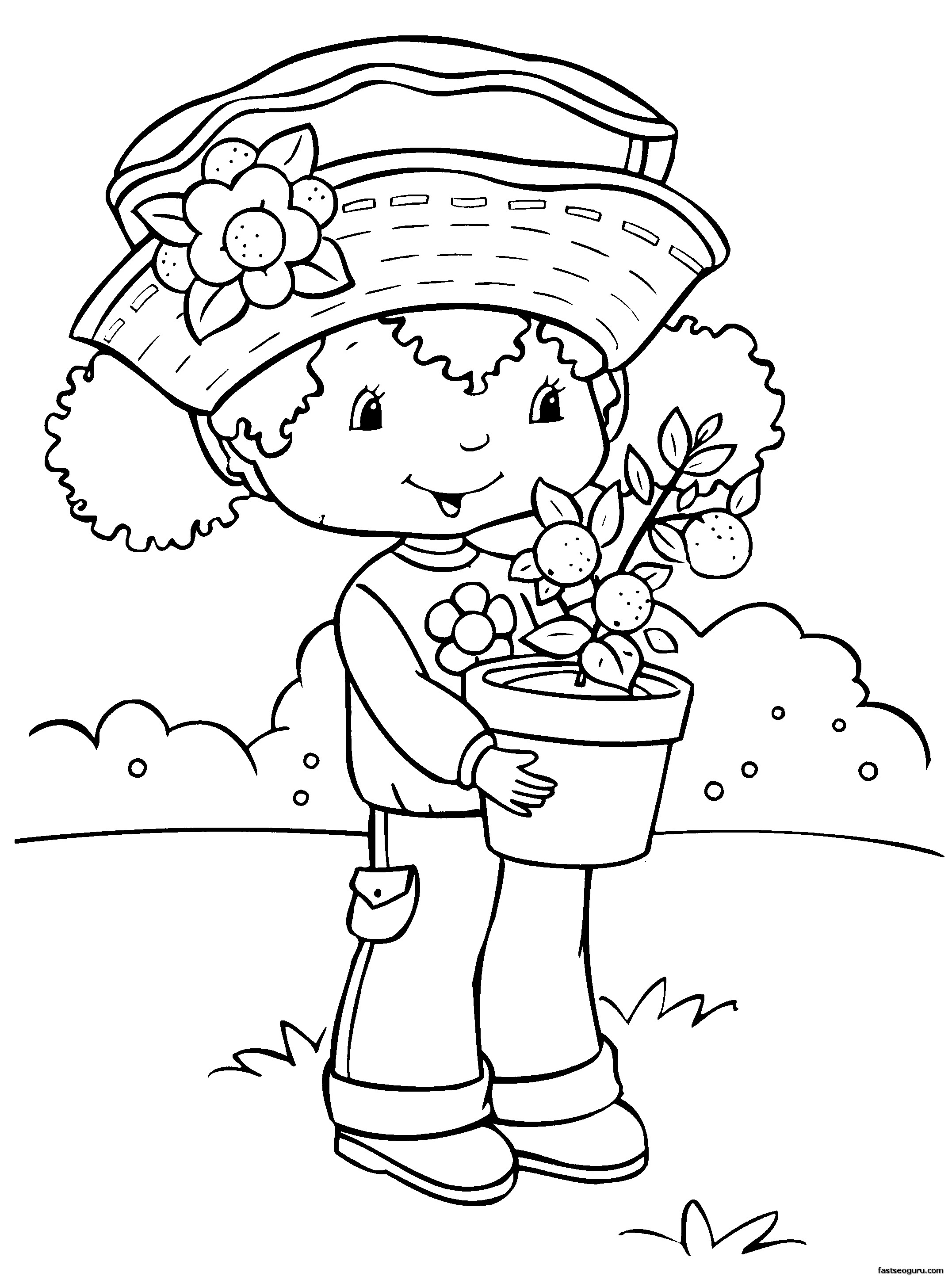 Printable cartoon Strawberry Shortcake coloring pages for