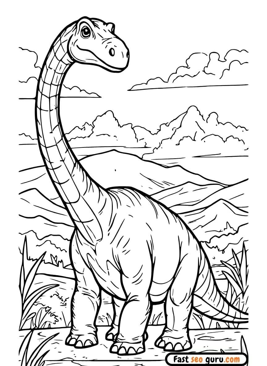 Brachiosaurus Dinosaur Coloring Page Free Printable Kids Adults