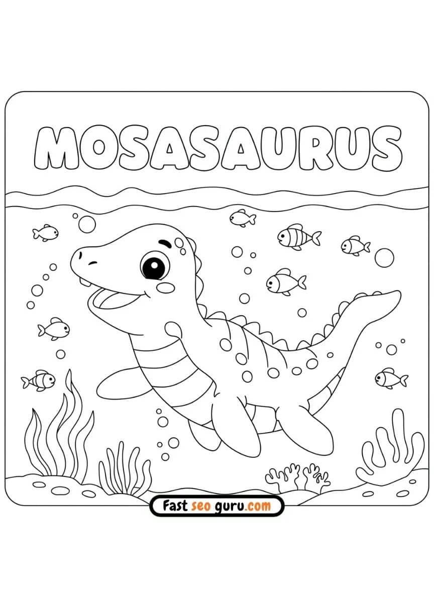 Cute Baby Mosasaurus Coloring Page – Free Printable For Kids