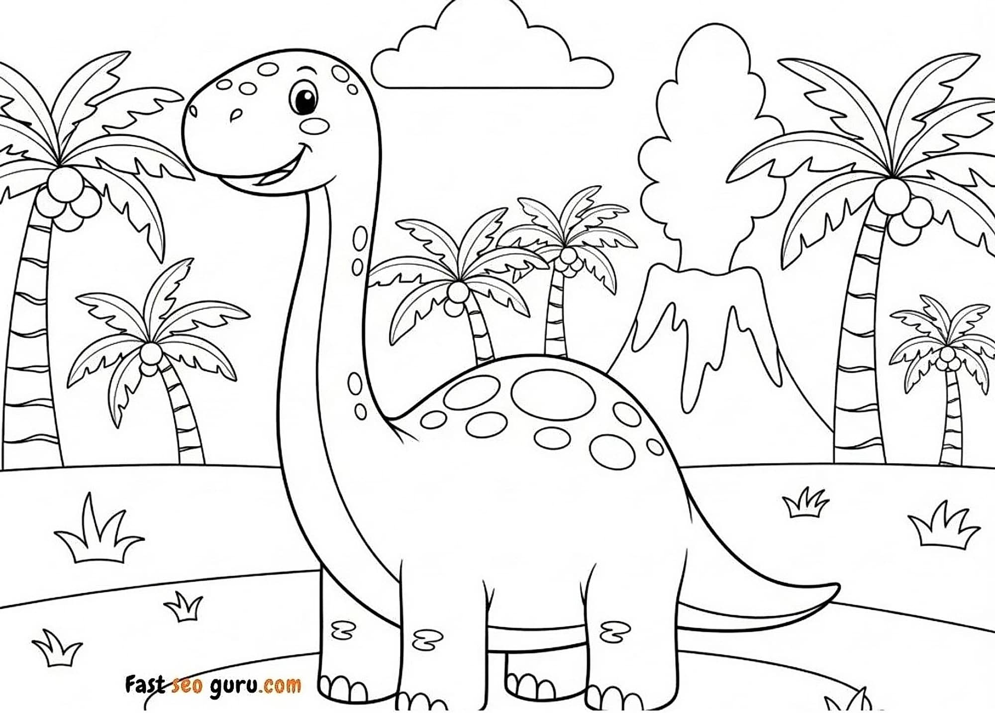 Brachiosaurus Dinosaur Coloring Sheet – Free Printable For Kids