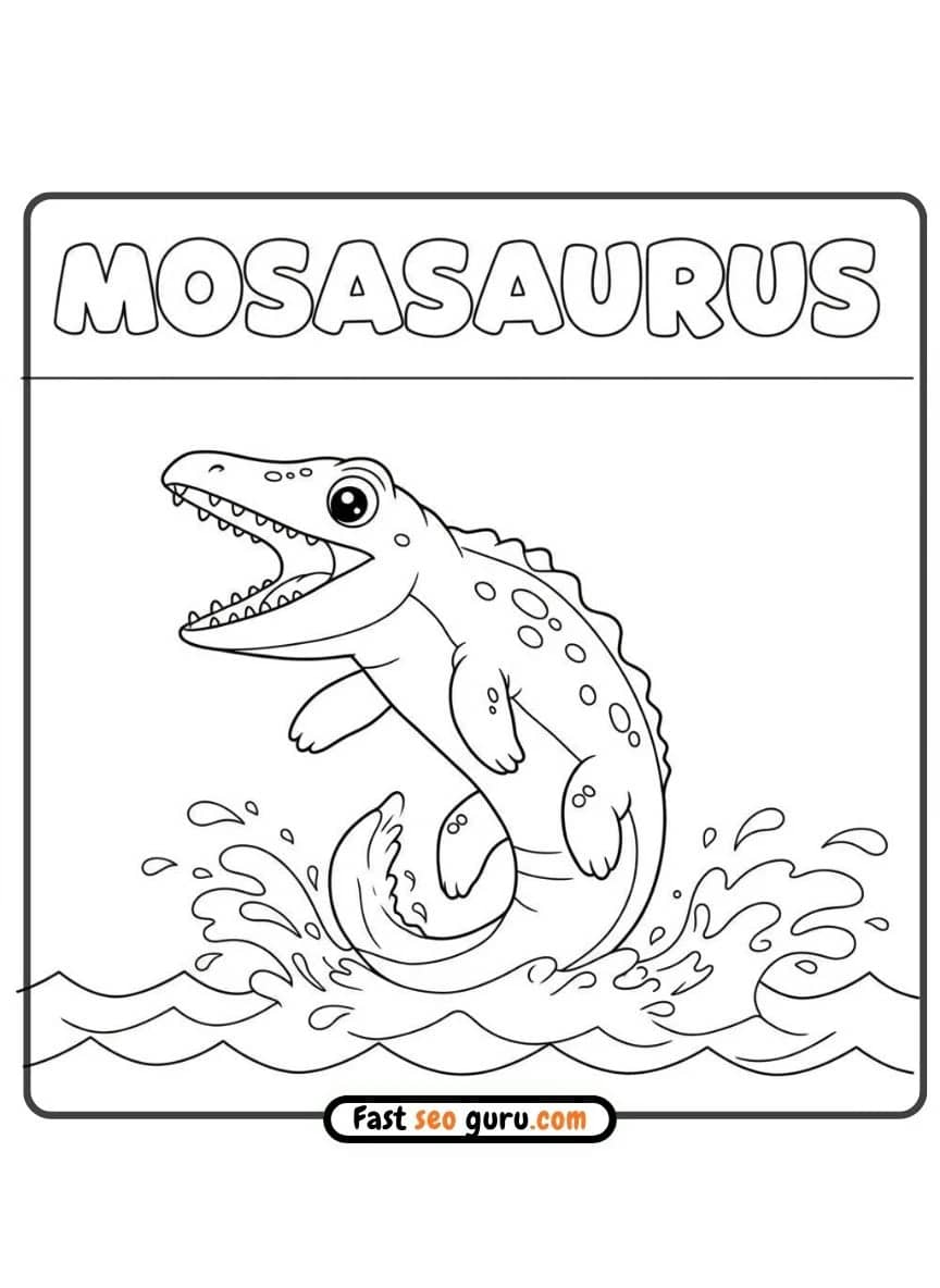 Cartoon Mosasaurus Coloring Page – Free Printable For Kids