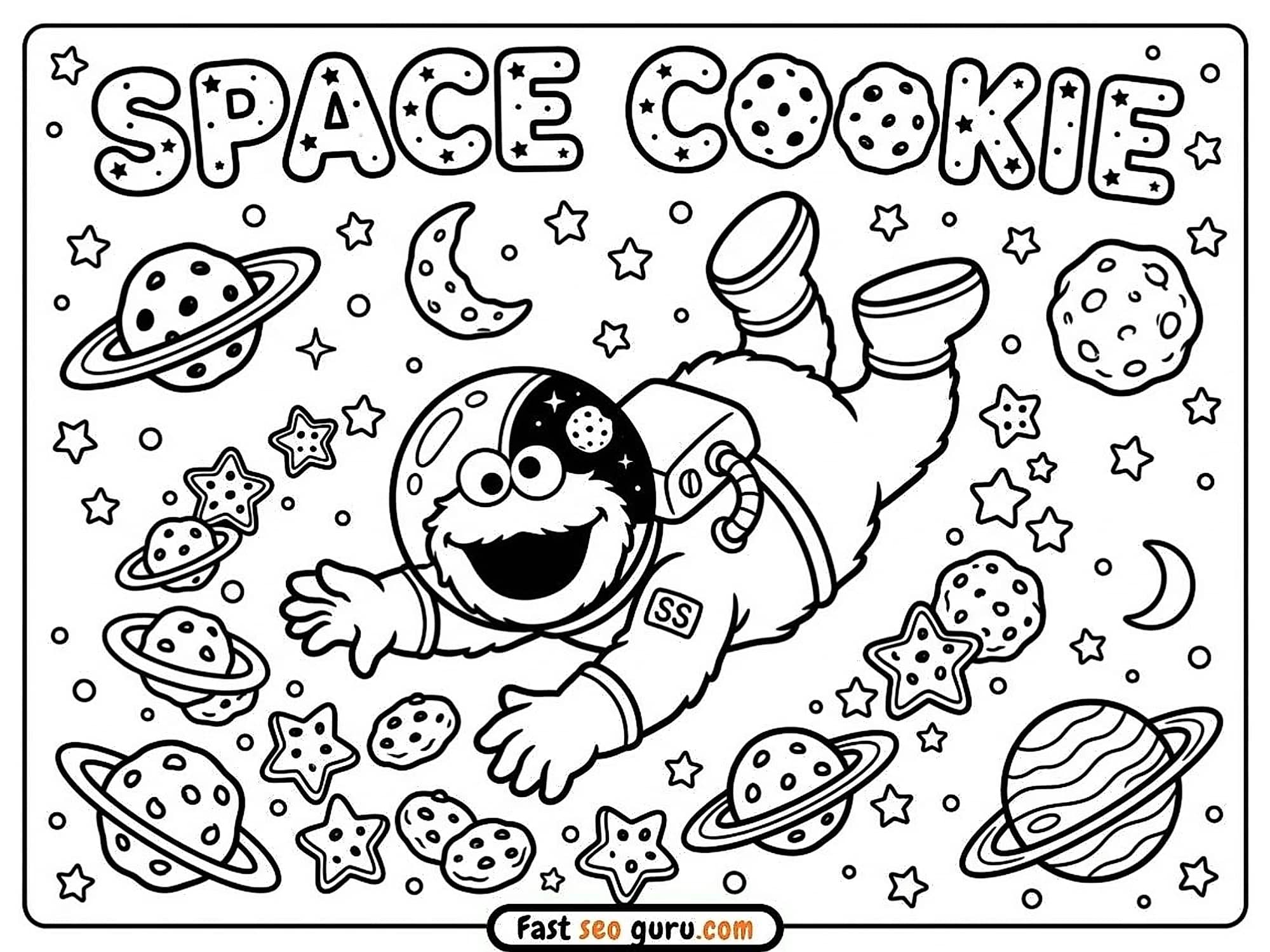 Cookie Monster Space Astronaut Coloring Page – Free Pictures To Color For Kids