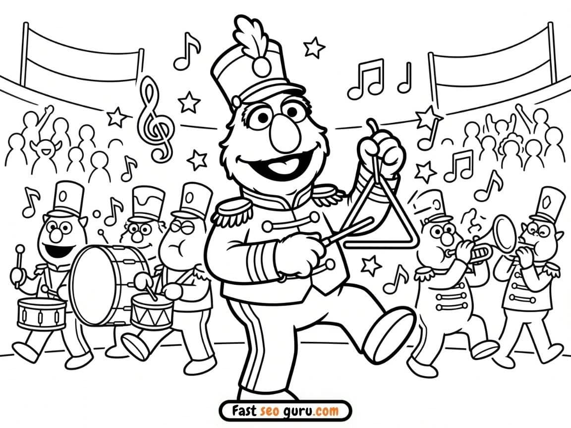 Cookie Monster Marching Band Coloring Page