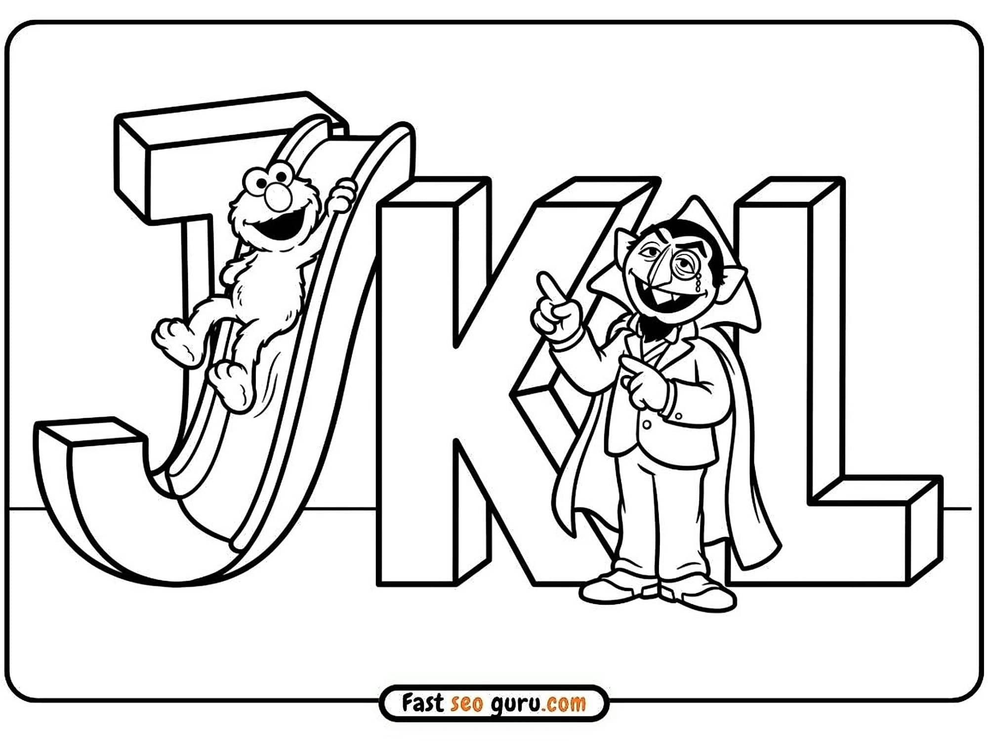Elmo & The Count Jkl: Preschool Learning Worksheets Alphabet