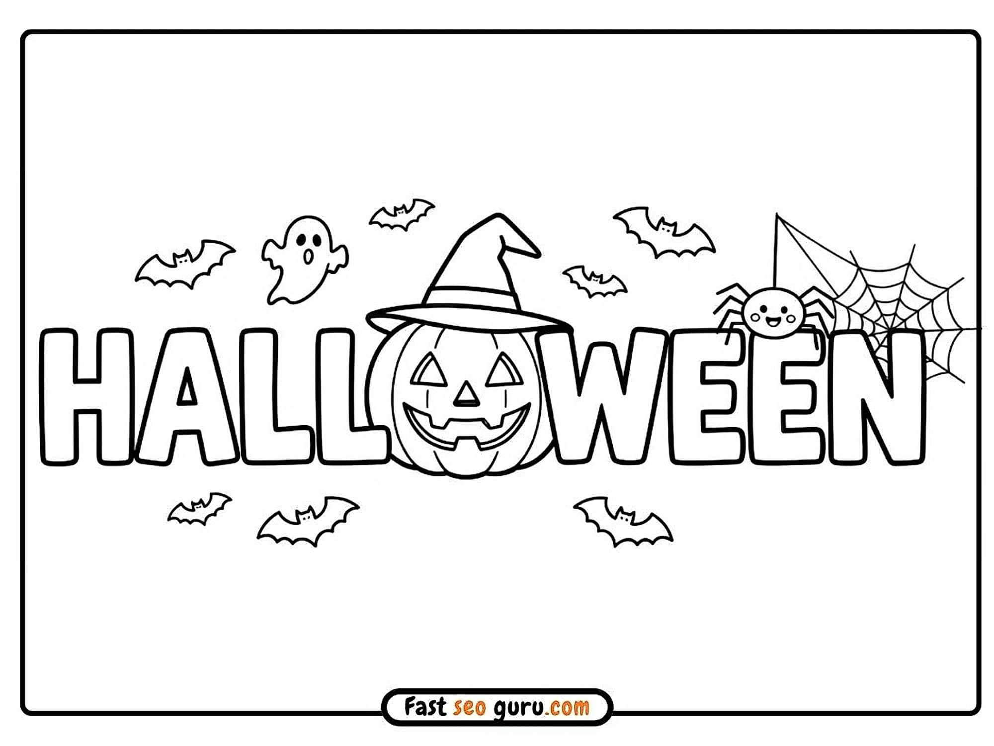 Printable Happy Halloween Pumpkin Scary Coloring Pages For Kids