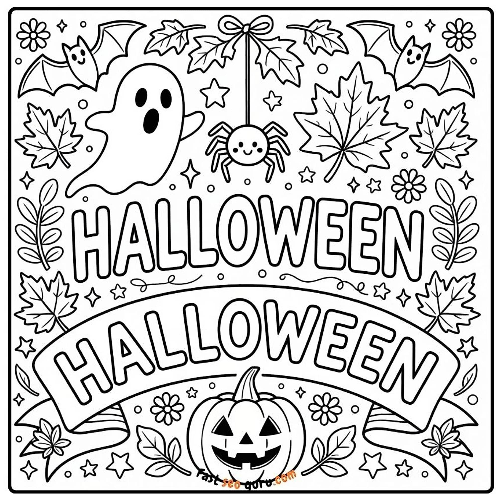 Halloween Ghost Pumpkin Coloring Sheets For Kids