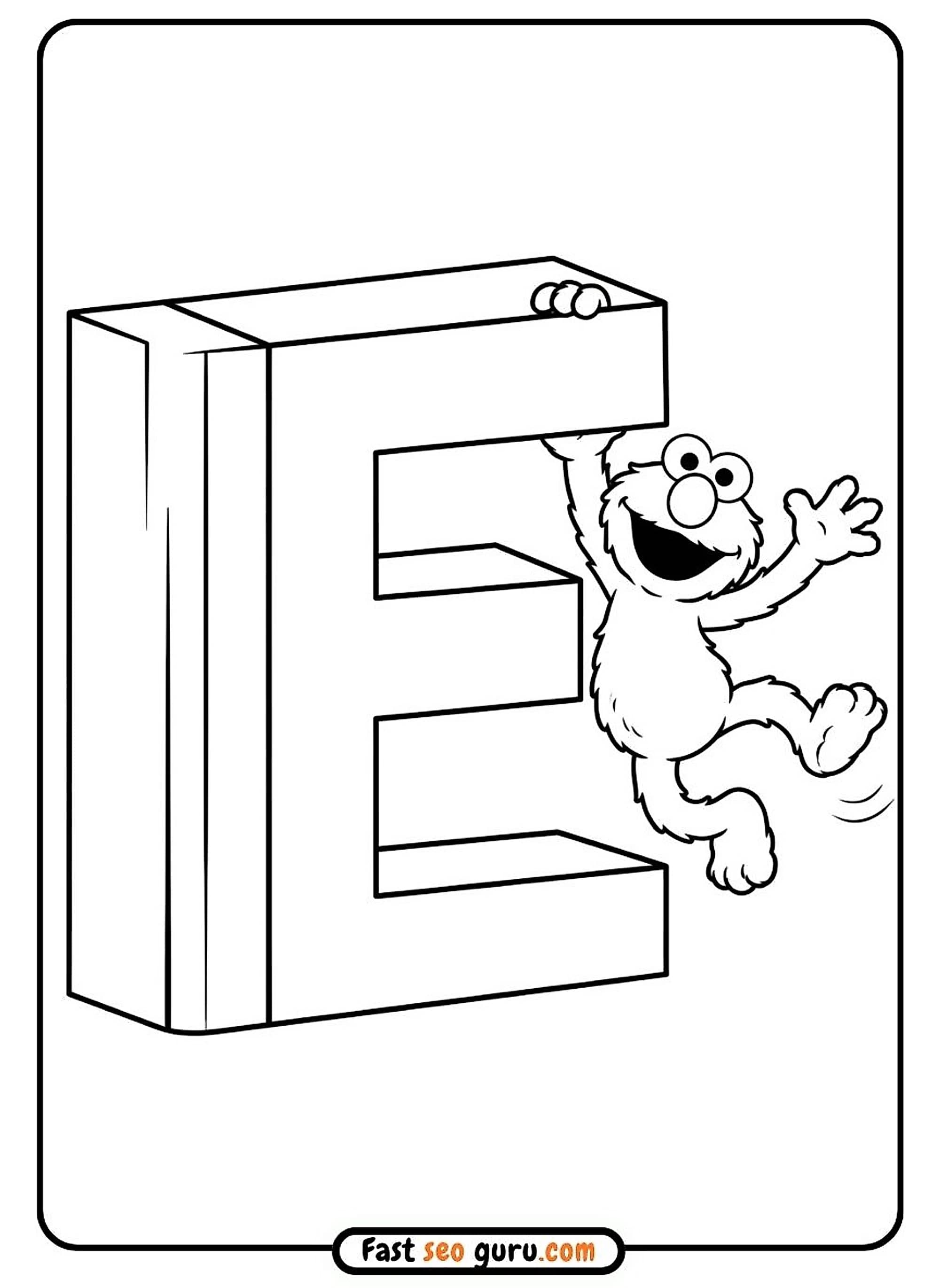 Elmo Letter E: Preschool Learning Worksheets Alphabet Pdf