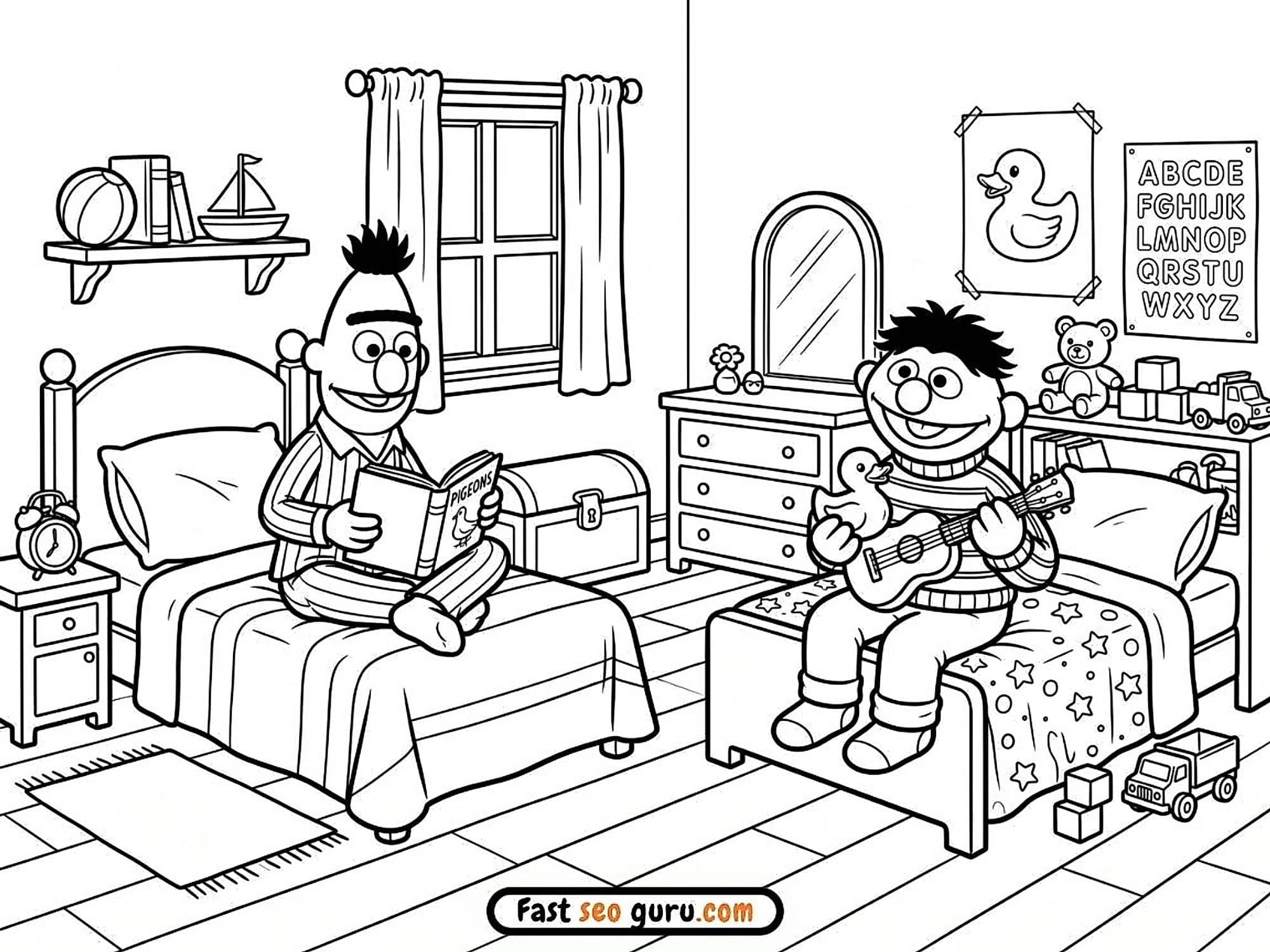 Free Sesame Street Coloring Page: Printable Bert & Ernie