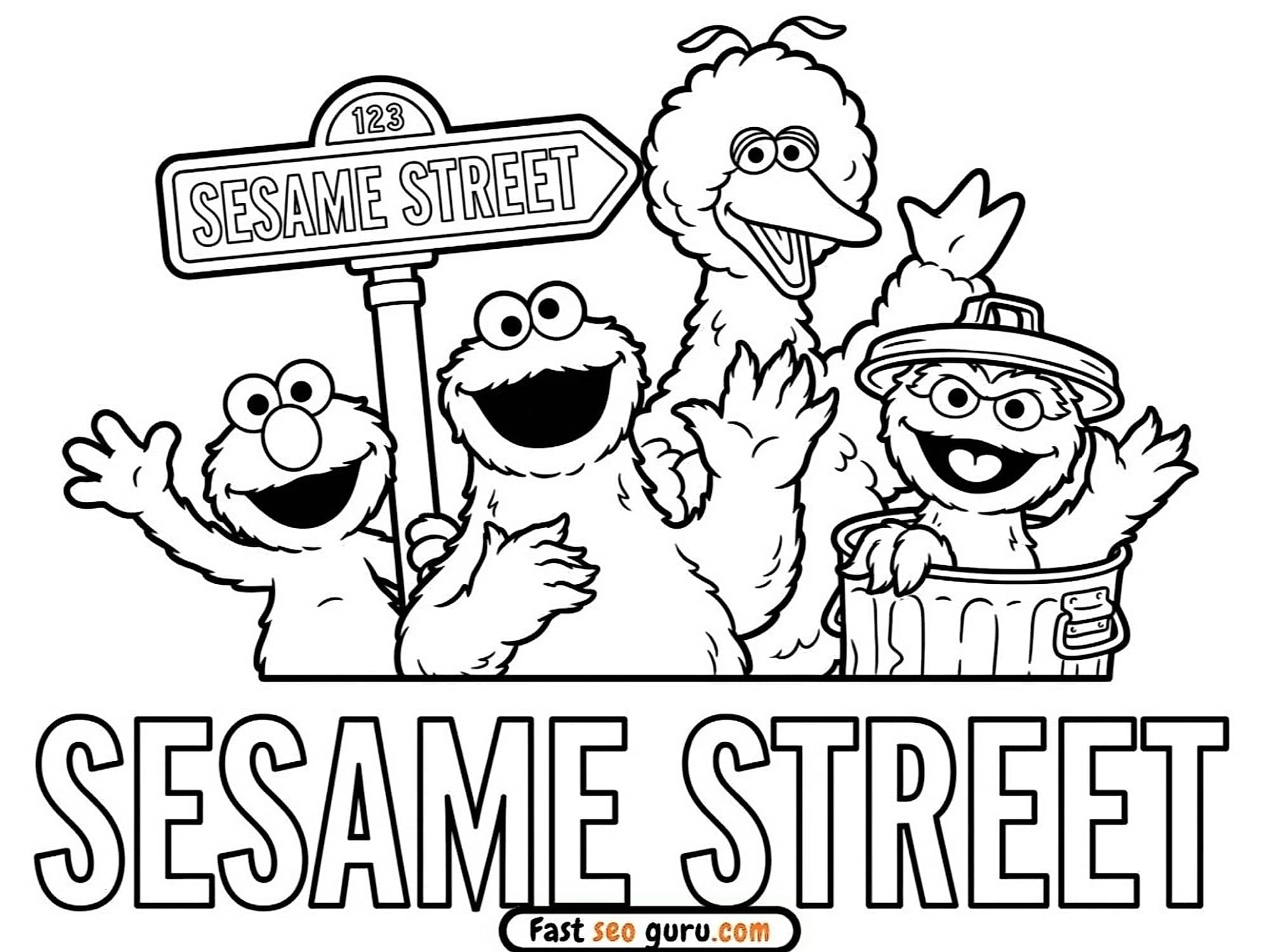 Sesame Street Friends Coloring Page – Free Cute Drawings To Color For Kids