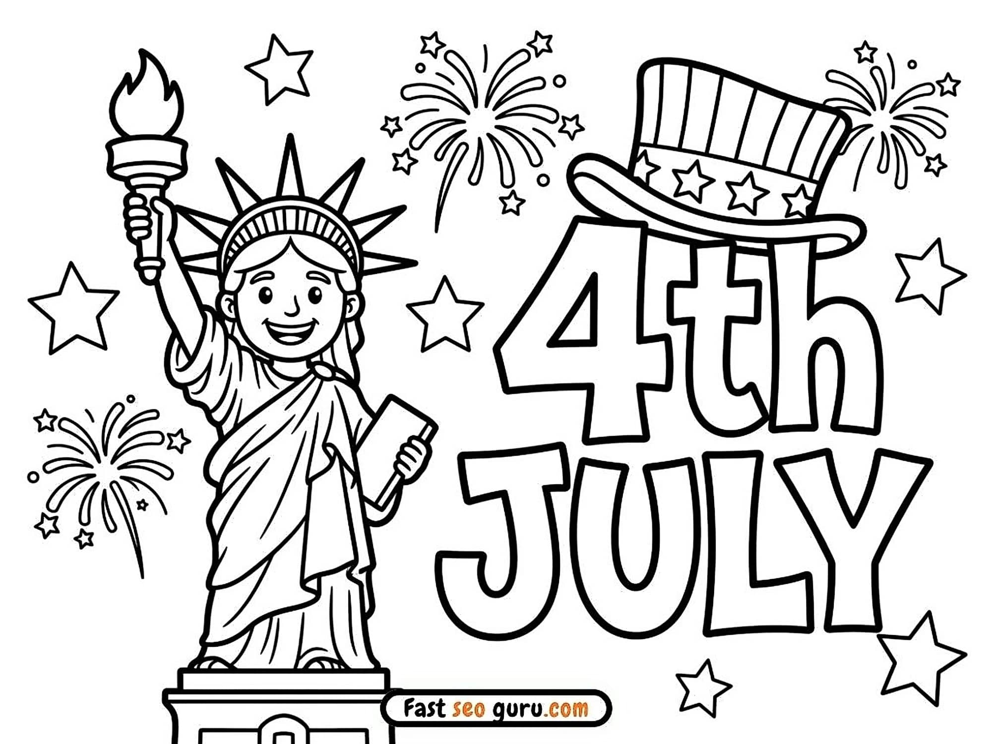 Statue Of Liberty 4th Of July Coloring Page – Free Printable For Kids