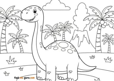 Brachiosaurus Dinosaur Coloring Sheet – Free Printable for Kids