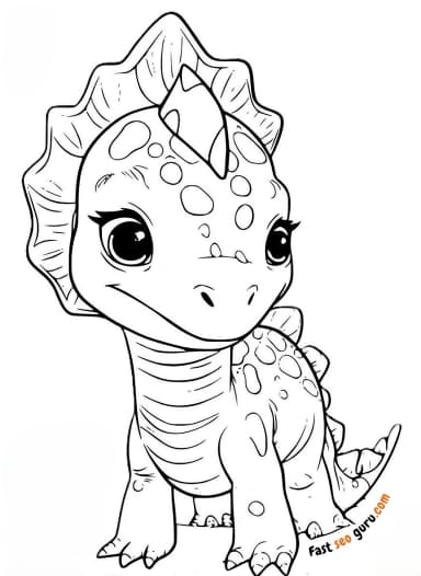 Cute Baby Triceratops Coloring Page – Free Printable for Toddlers