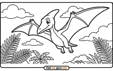 Pterodactyl Flying Coloring Page – Free Printable Educational Activity For Kids