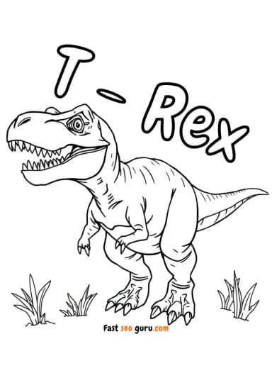 free printable t rex dinosaur coloring pages