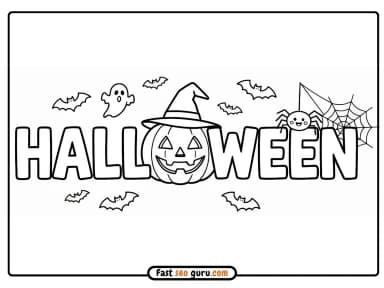 Printable happy halloween pumpkin scary coloring pages for kids