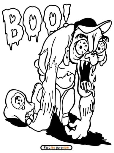 Prinable happy halloween Zombie Coloring Pages