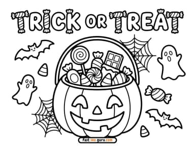 Trick or Treat Halloween Candy Easy coloring page