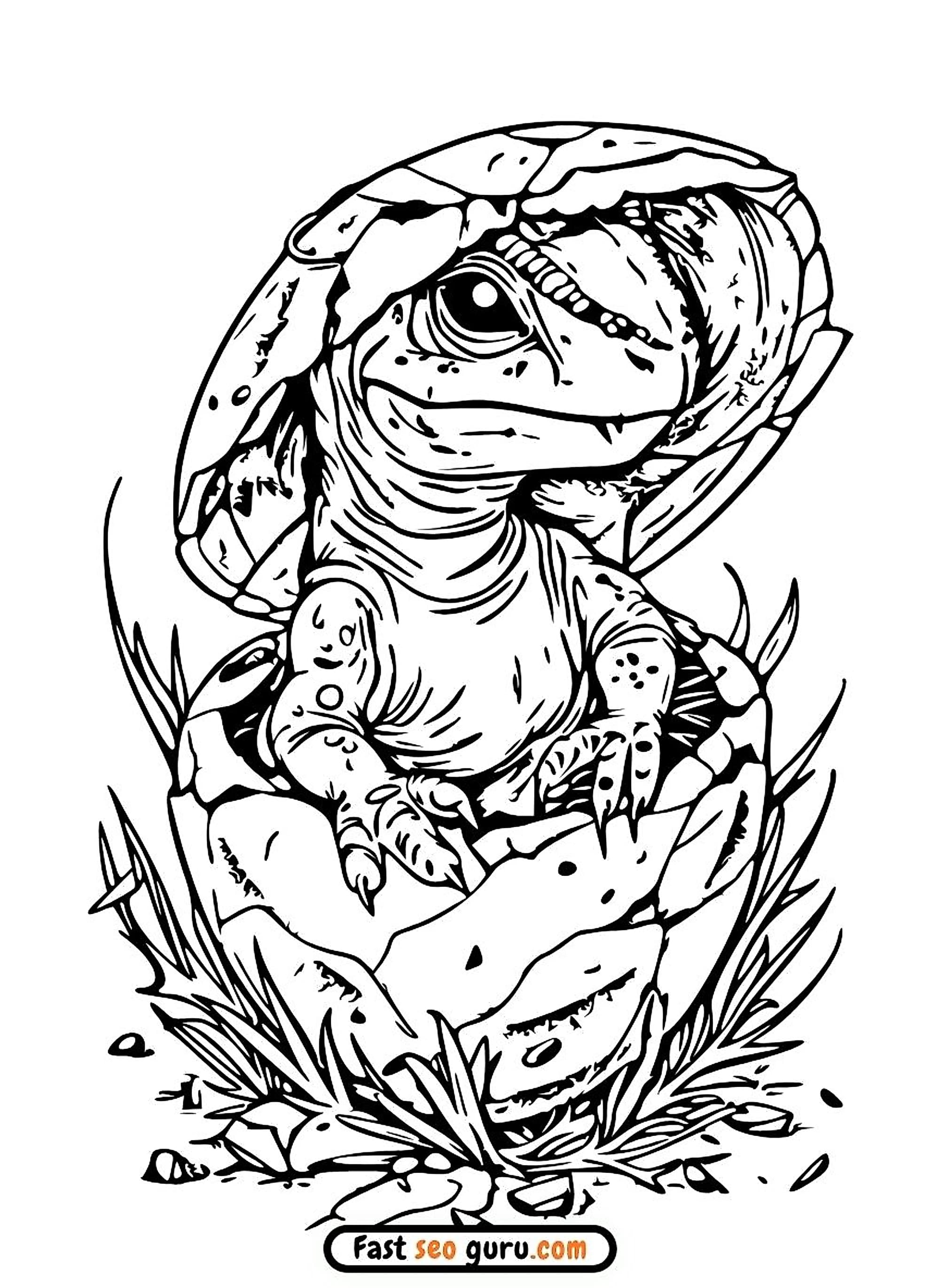 Free printable coloring page Baby Dinosaur Hatching from Egg Coloring Page –free printable educational coloring page for kids