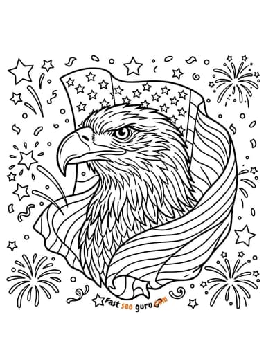 Bald Eagle American Flag 4th of July Coloring Page – Free Printable
