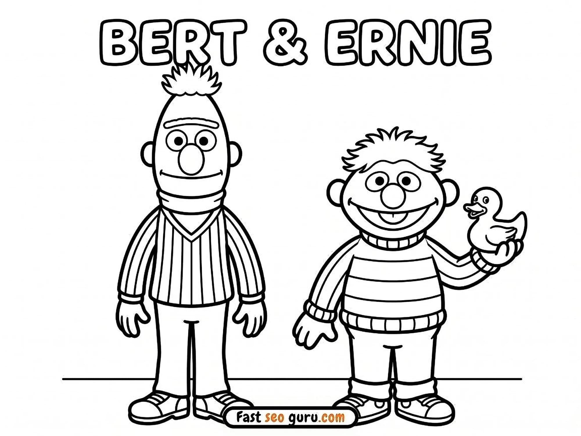 Bert and Ernie Coloring Page – Free Pictures to Color for Kids