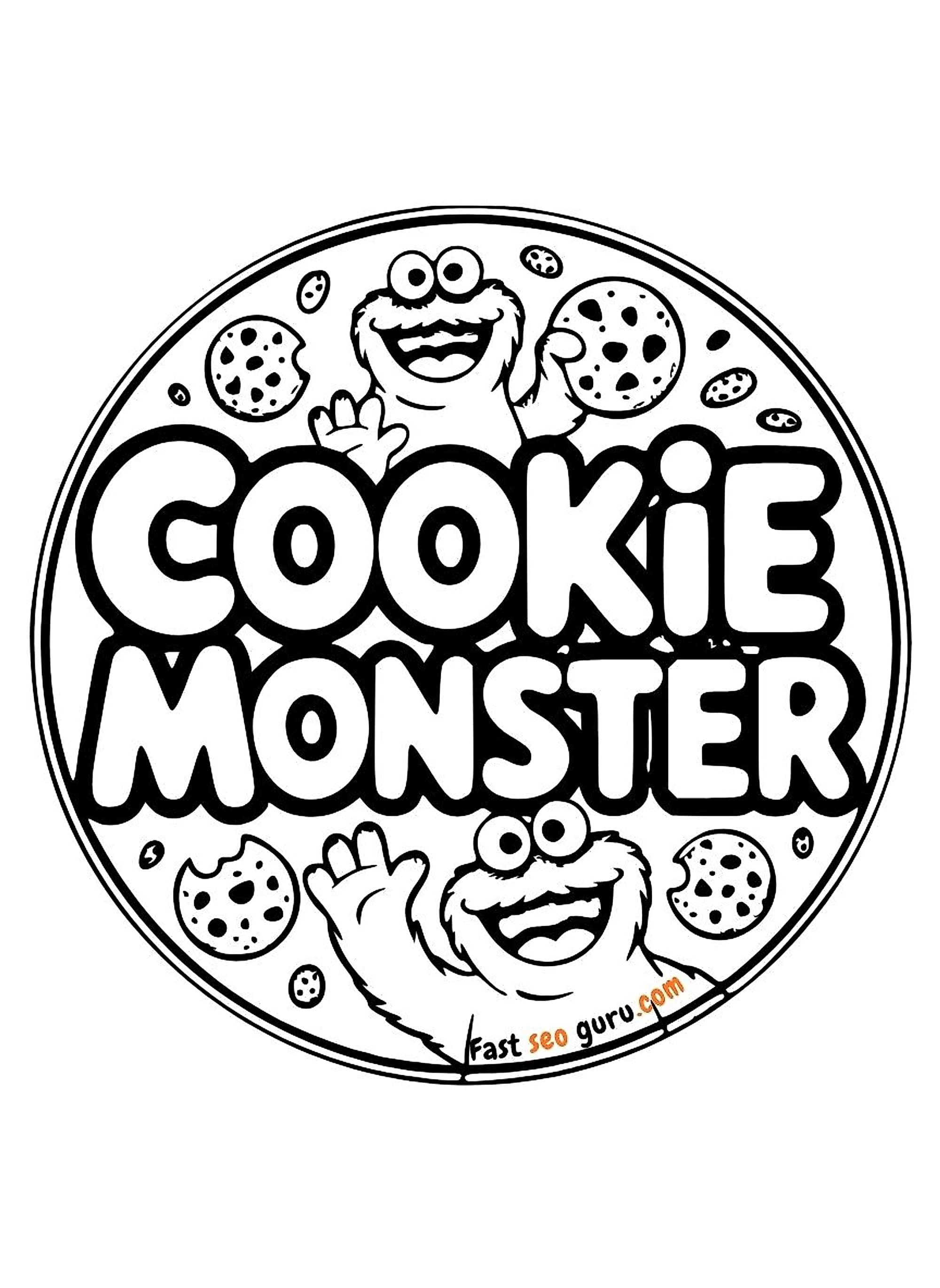 Cookie Monster Circle Coloring Page – Free Pictures to Color for Kids