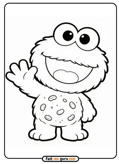 Cute Baby Cookie Monster Coloring Page For Kids
