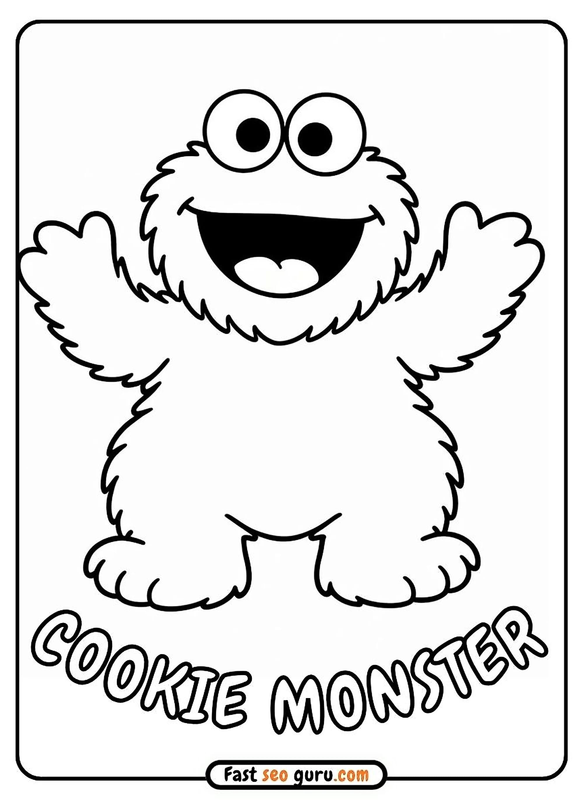 Cookie Monster Coloring Page – Free Cute Pictures to Color for Kids
