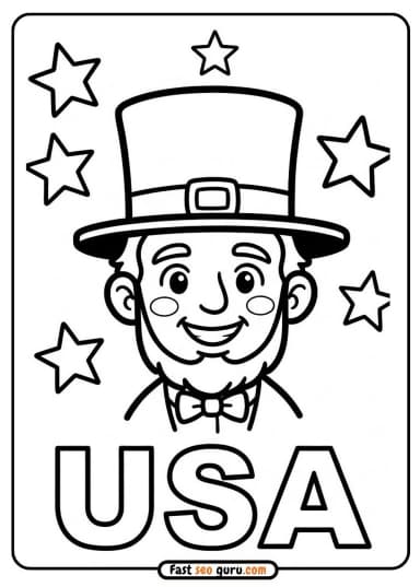 Easy Abraham Lincoln USA Coloring Page – Free Printable for Kids