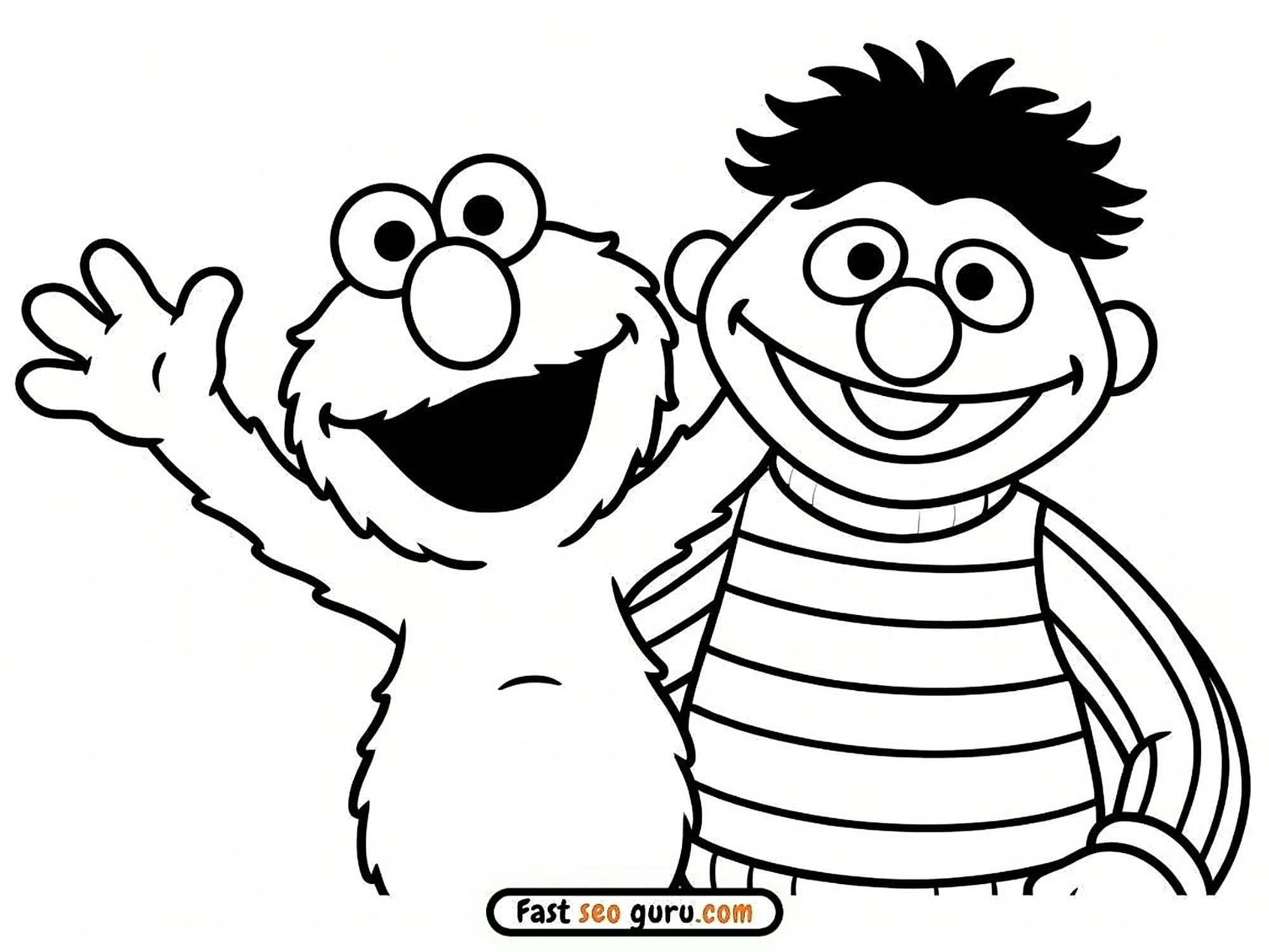 Elmo and Ernie Friends Coloring Page – Free Pictures to Color for Kids
