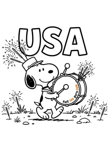 Free 4th of July Snoopy Coloring Page: Printable PDF Download