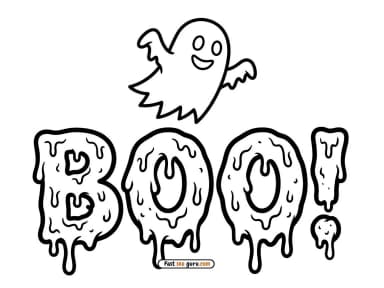 Easy Ghost Boo halloween Coloring Page Print out For kids