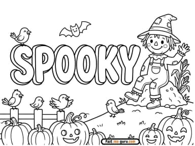 free printable cute spooky scarecrow halloween coloring sheets