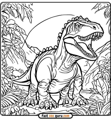 pictures to color T Rex Dinosaur  – Free Printable for Kids