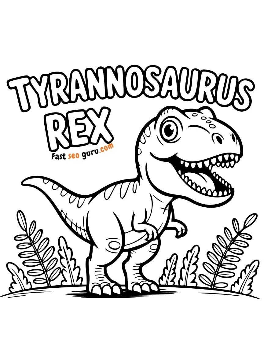 Tyrannosaurus Rex Cartoon Coloring Page Free Printable Kids