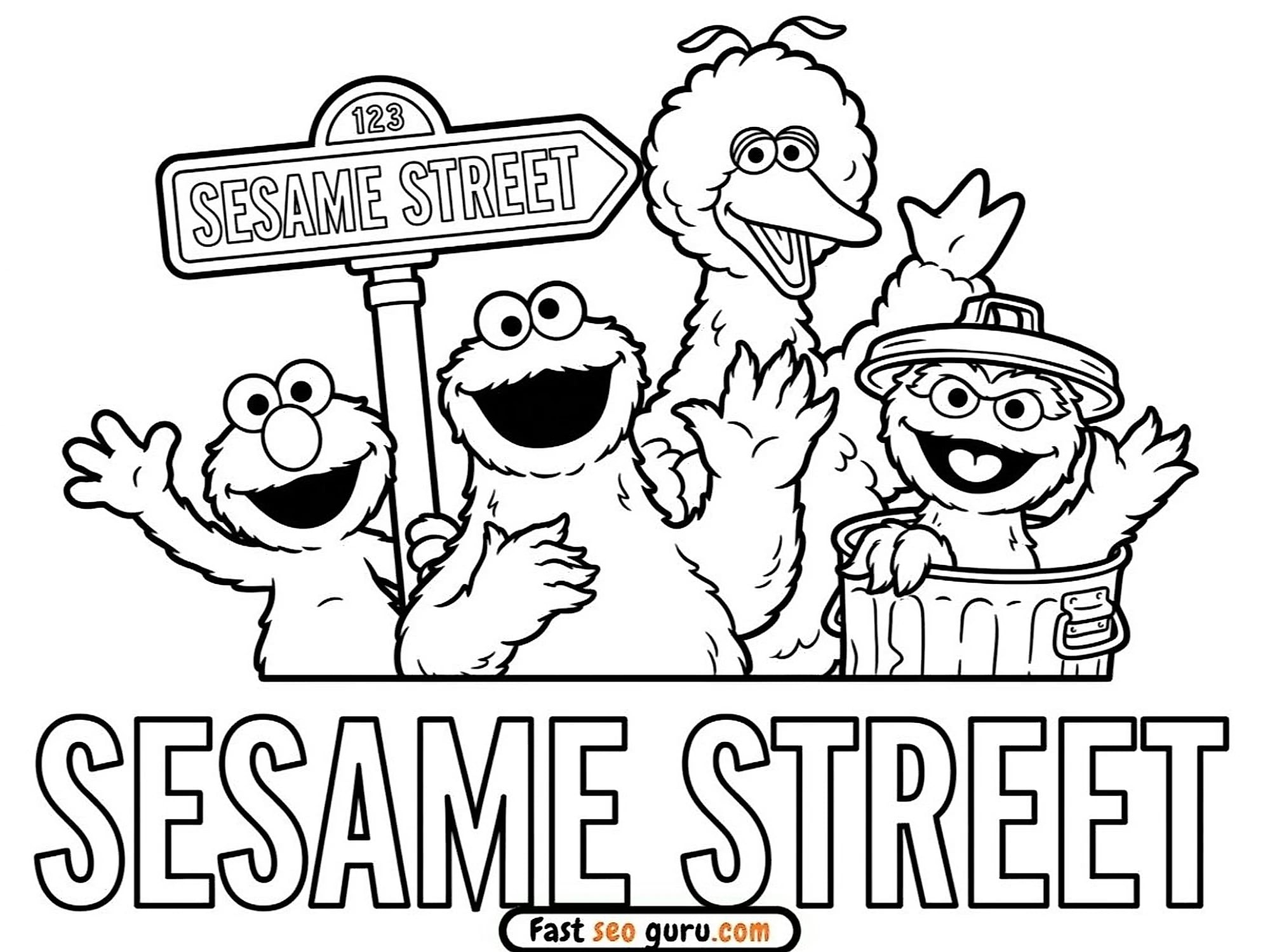 Sesame Street Friends Coloring Page – Free Cute Drawings To Color For Kids