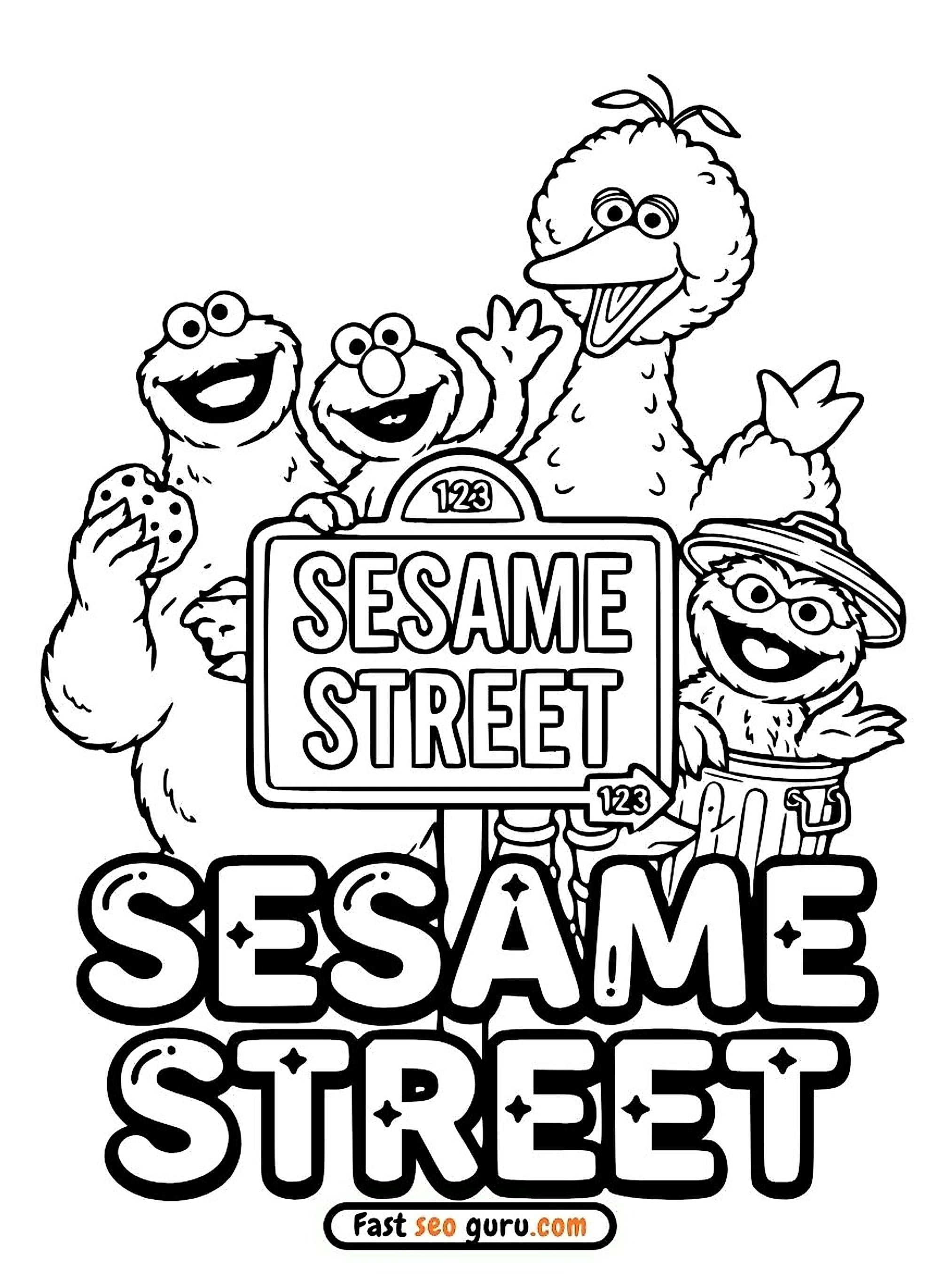 Sesame Street Characters Easy Coloring Page – Cute Drawings To Color