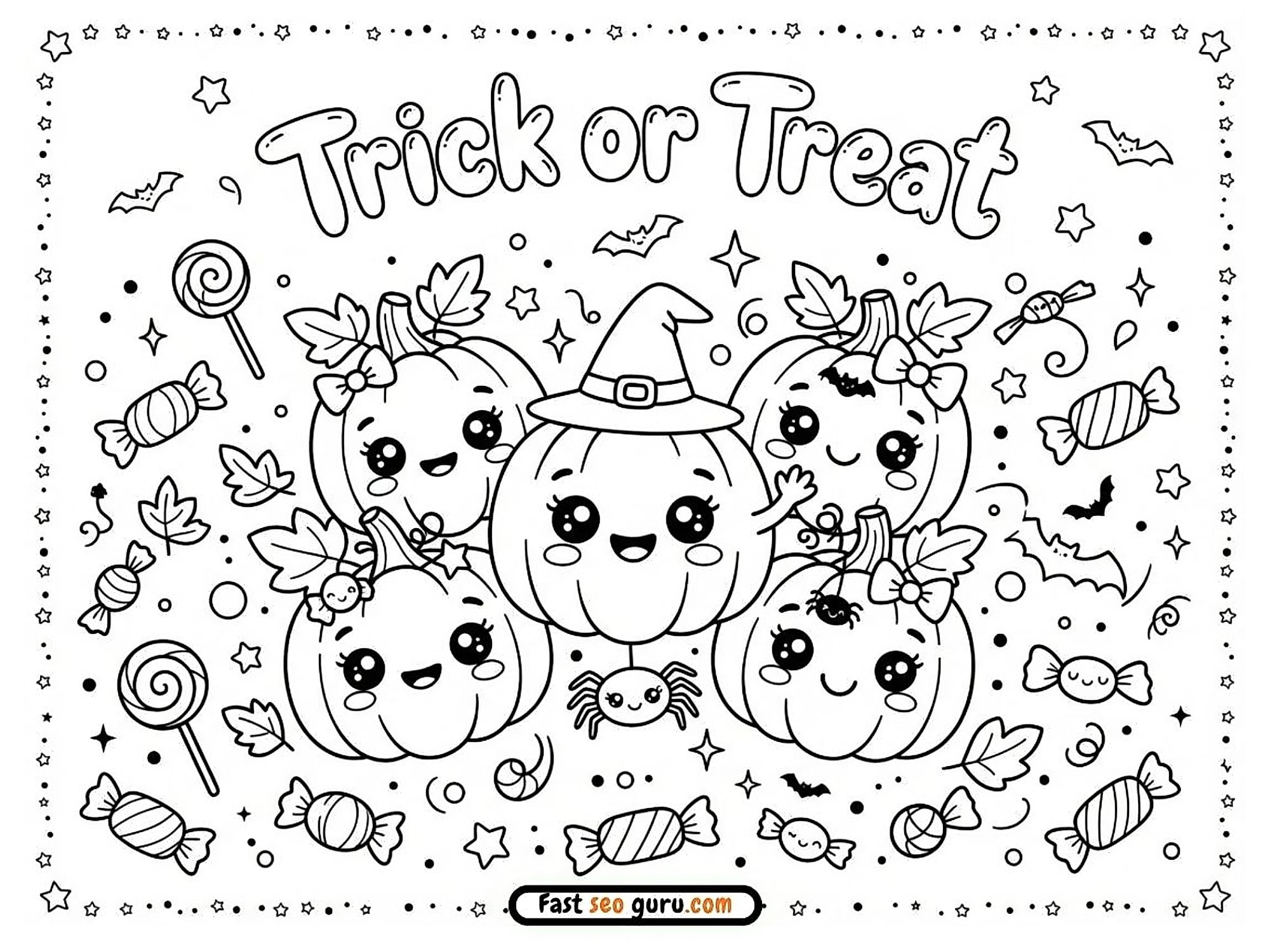 Free Printable Trick Or Treat Halloween Coloring Page For Kids