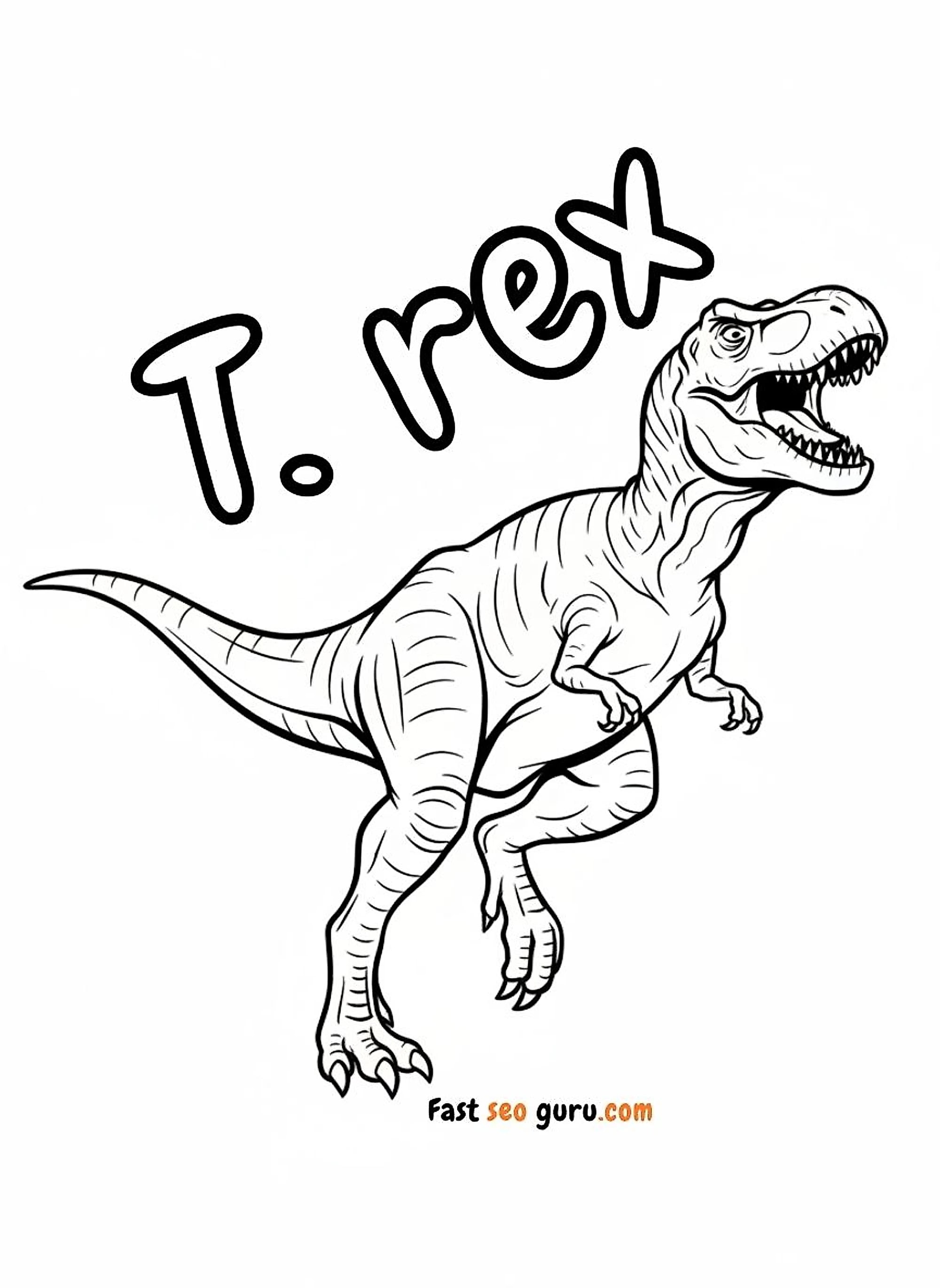T Rex Dinosaur Coloring Page – Free Printable For Kids