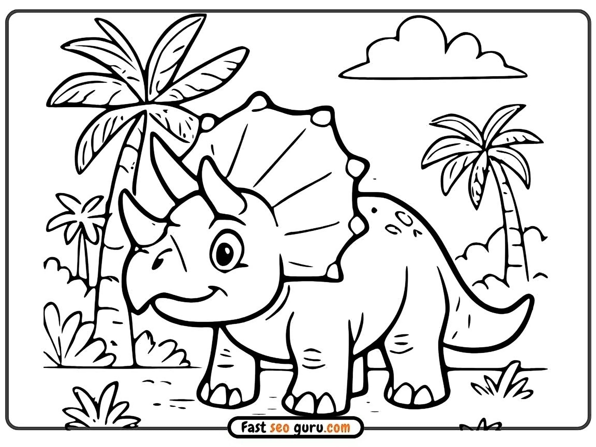 Free Pictures To Color Triceratops Dinosaur Printable Kids