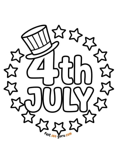 4th of July Stars Circle Coloring Page – Free Printable for Kids