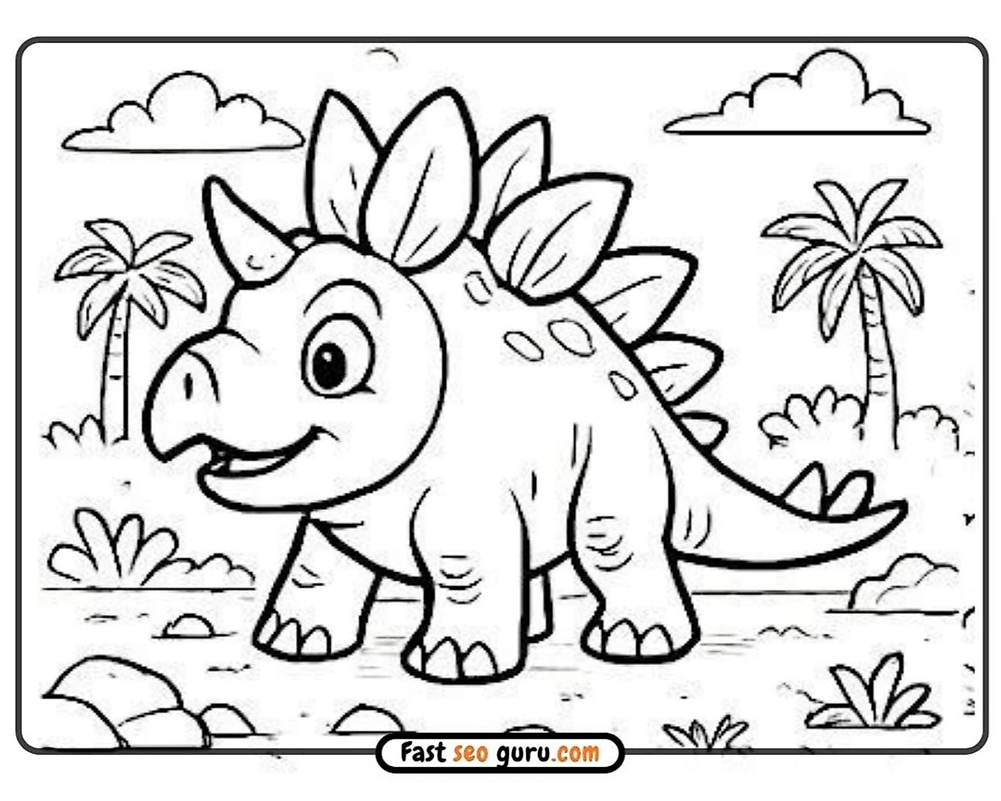 Baby Stegosaurus Coloring Sheet – Free Cute Pictures To Color For Kids