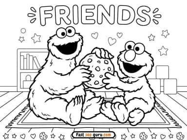Cookie Monster and Elmo Sesame Street coloring pages – Free Pictures to Color for Kids