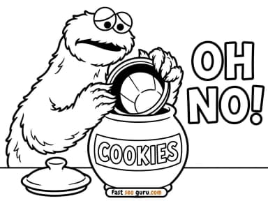 Cookie Monster Oh No Empty Jar sesame street – Free Pictures to Color for Kids