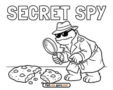 Cookie Monster Secret Spy Coloring Page – Free Pictures to Color for Kids