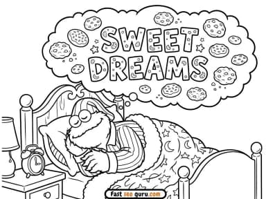 Cookie Monster Sweet Dreams Sesame Street Coloring Page – Free Pictures to Color for Kids