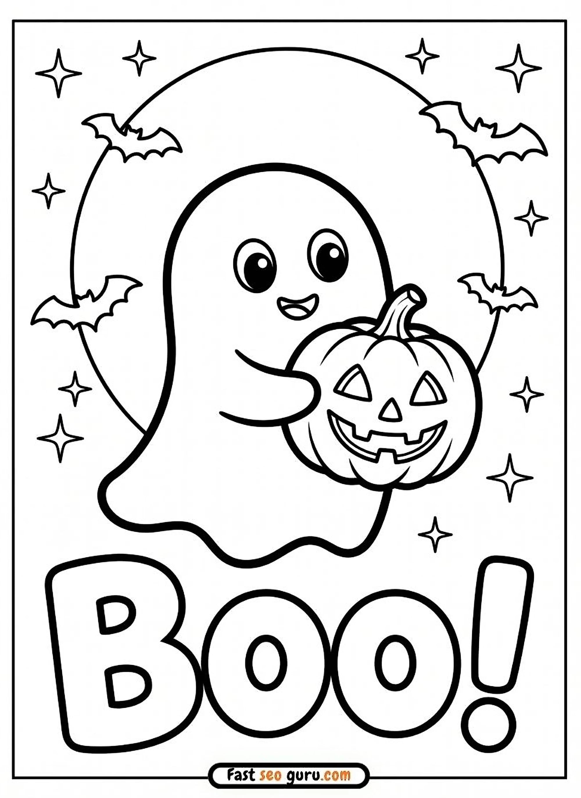 Free Printable Boo Ghost Halloween Coloring Page For Toddler