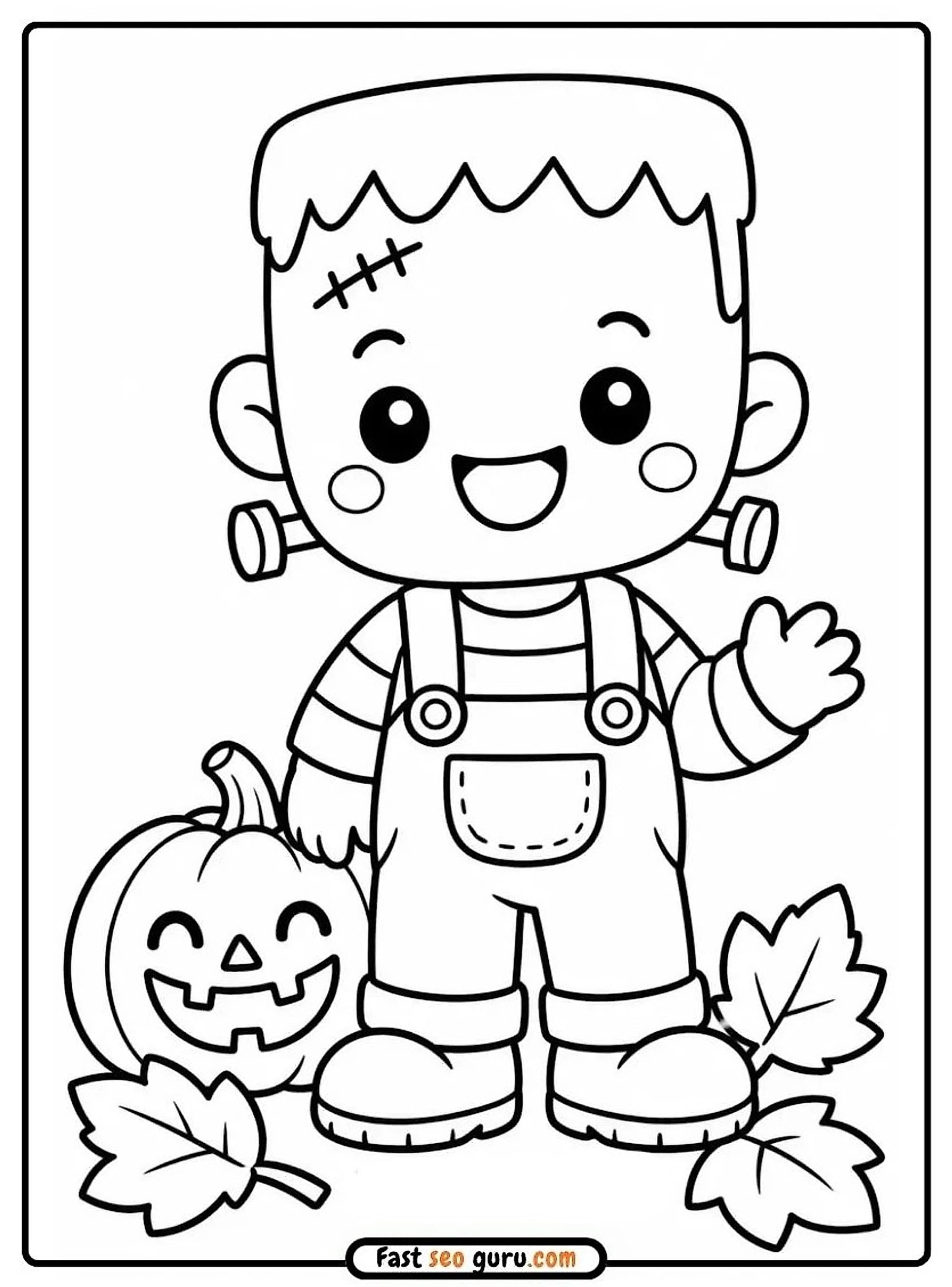 Free Printable Cute Frankenstein Halloween Coloring Sheets For kids