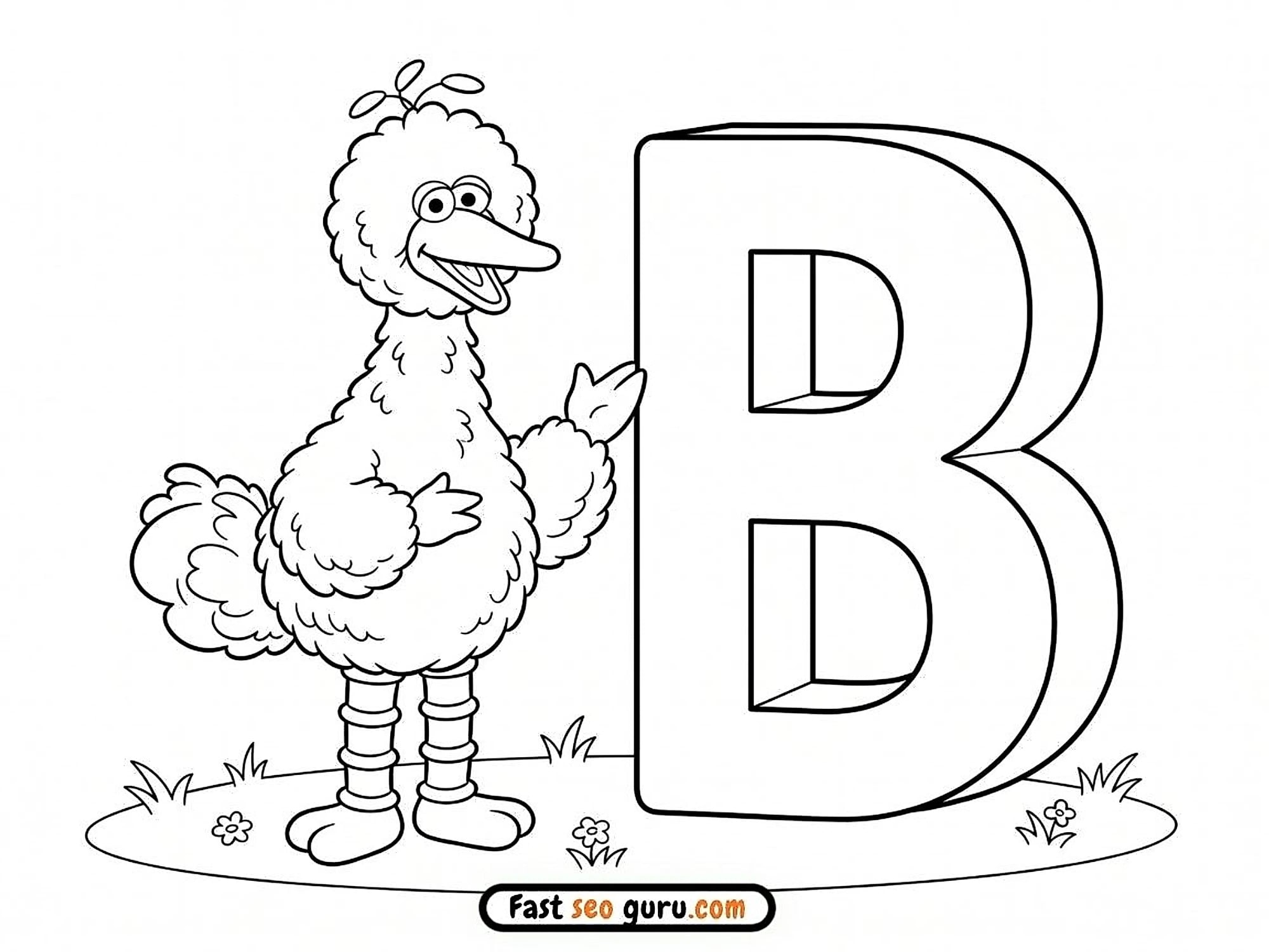 Big Bird Letter B: Preschool Learning Worksheets Alphabet Pdf