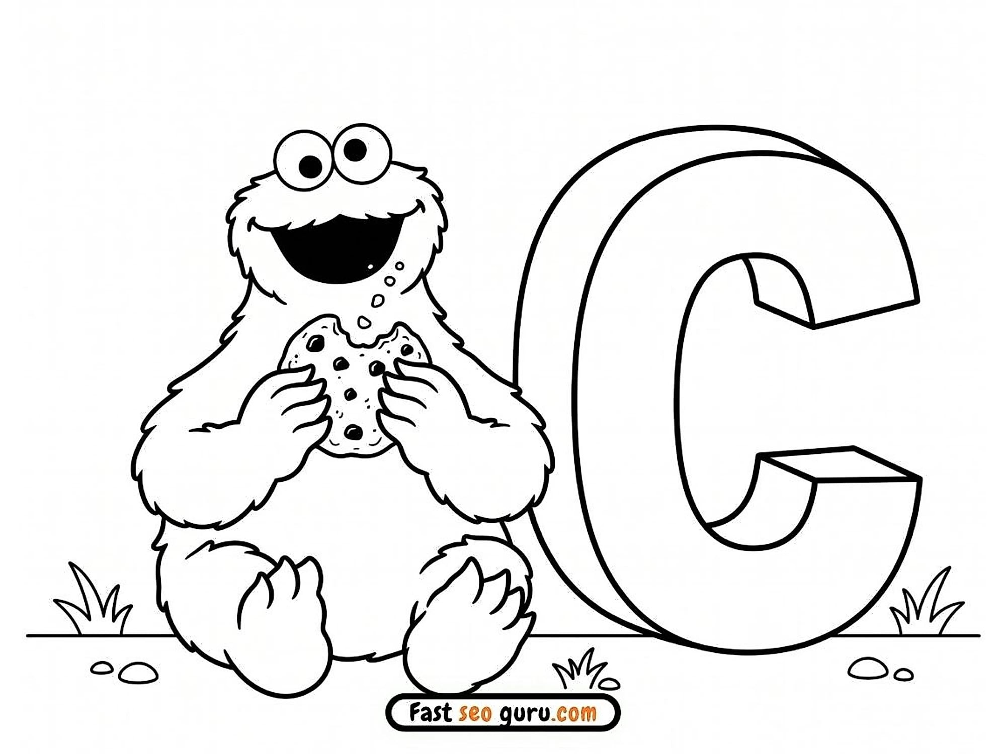 Cookie Monster Letter C: Preschool Learning Worksheets Pdf