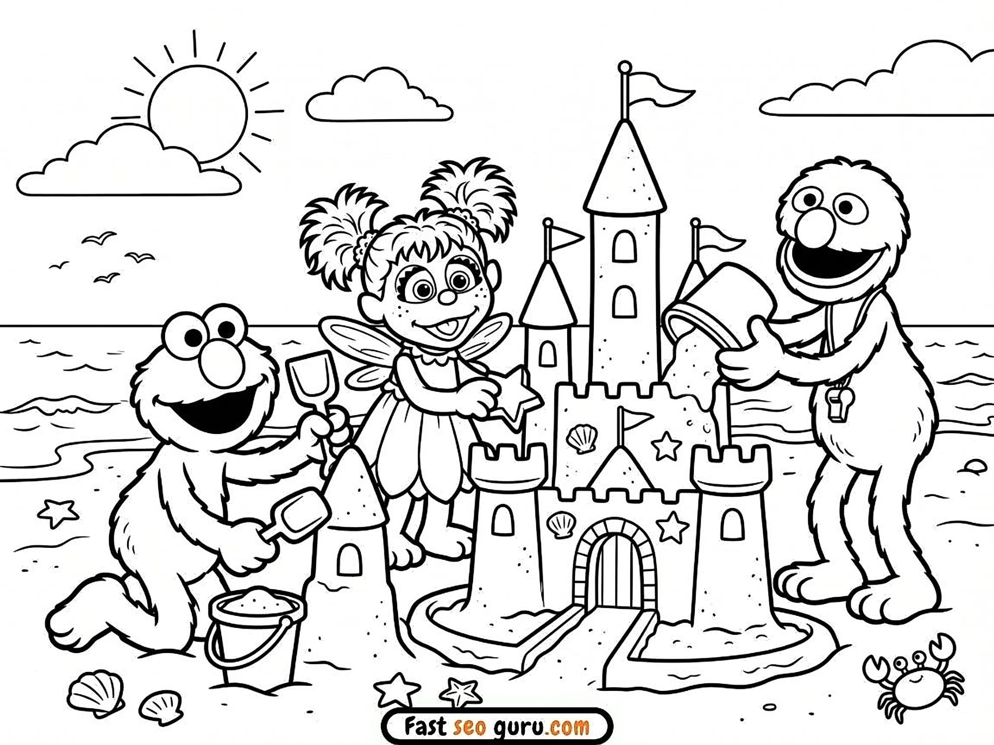Free Sandcastle Coloring Page: Printable Sesame Street Pdf